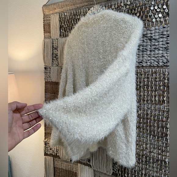 🤍 Anthropologie Sleeping on Snow open-front cream sparkly flowy cardigan - Picture 8 of 8